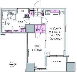 プレジリア東日本橋 1LDKの間取図画像