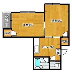 シャモニー井尻No.2 2DKの間取図画像