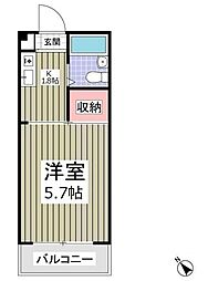 シャトール田口戸塚1 1Kの間取図画像
