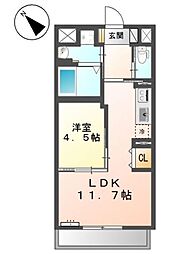 ヴィラグローリア 1LDKの間取図画像
