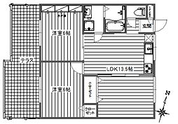 アリーナNo.1 2LDKの間取図画像