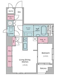 レジディア神田 1LDKの間取図画像