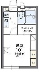 レオパレス翔文 1Kの間取図画像