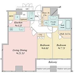 ウエストパークタワー池袋 2LDKの間取図画像