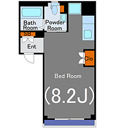 Kairos銀座EAST 3階ワンルームの間取り