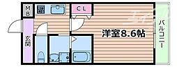 ラフィール十三 1Kの間取図画像