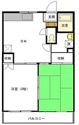 K・S中央マンション 2DKの間取図画像