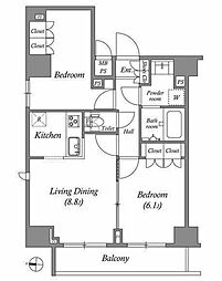 GRANPASEO両国North 2LDKの間取図画像