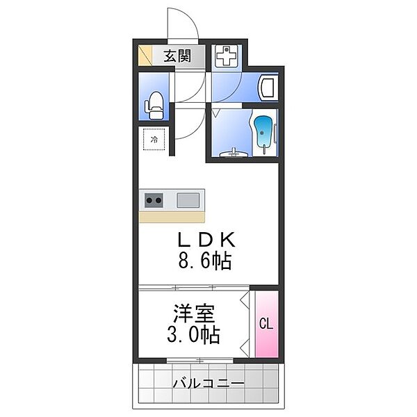 AILE東中浜 ｜大阪府大阪市城東区東中浜８丁目(賃貸マンション1LDK・2階・28.00㎡)の写真 その2