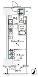 ベルファース神田神保町 4階1DKの間取り