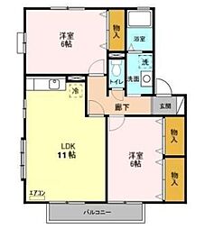 メイプルタウン川越的場F 2LDKの間取図画像