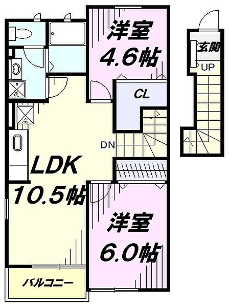 アリアーテ ｜東京都昭島市田中町２丁目(賃貸アパート2LDK・2階・51.67㎡)の写真 その2