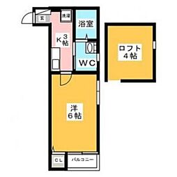 Stage箱崎 1Kの間取図画像
