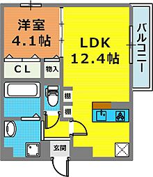 ディアコート住吉本町 1LDKの間取図画像