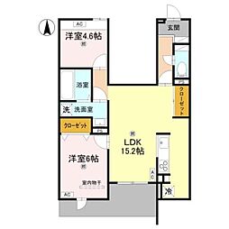 ウエスタンハイツ19 2LDKの間取図画像