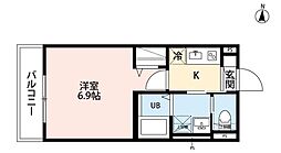 En 前原(エン マエバラ) 1Kの間取図画像
