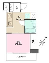ハイライフ第2三田 1Kの間取図画像