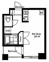 シンシア銀座EAST 7階ワンルームの間取り