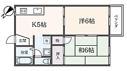 クレフォート三渓園 2Kの間取図画像
