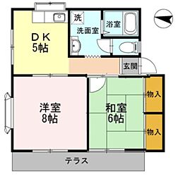 ハイツアベニール 2DKの間取図画像