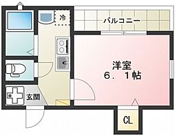 ROSE南台 1Kの間取図画像