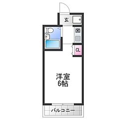 ベルネージュ峯尾 ワンルームの間取図画像