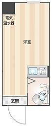 ダイヤモンドビル北千住 ワンルームの間取図画像
