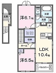 ヴェルドゥーラII 1LDKの間取図画像
