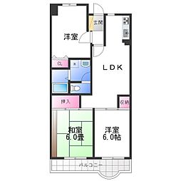MIRUS岸和田 3LDKの間取図画像