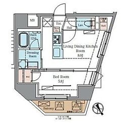ラグゼナ北千住II 1LDKの間取図画像