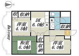 リバティーコイズミ 3DKの間取図画像