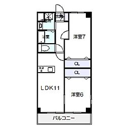 ベル・ドミール 2LDKの間取図画像