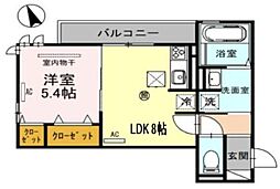 JR福知山線 三田駅 徒歩6分の賃貸アパート 1階1LDKの間取り
