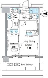 パークアクシス新宿百人町 1LDKの間取図画像