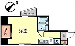 生麦栗山ハイツ ワンルームの間取図画像