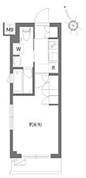 ASYLCOURT東大井 1Kの間取図画像