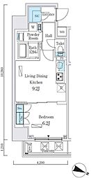 ジオエント本郷三丁目 12階1LDKの間取り