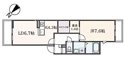 ORIENTALリーク 1LDKの間取図画像