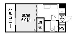 西都ビル 1DKの間取図画像