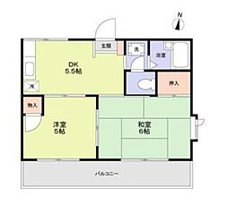 コーラルハイツ東本郷町壱番館 2DKの間取図画像