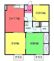 ジュネスハイムＡ 1階3DKの間取り