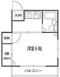ヒュッテ水上 3階1Kの間取り