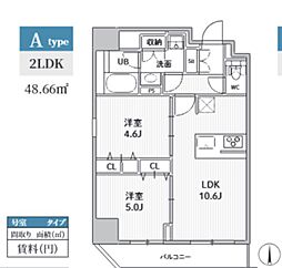 S-RESIDENCE住吉aquacht 2LDKの間取図画像