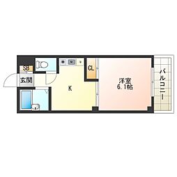 ハニーパーク 1Kの間取図画像