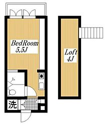 リビエール玉川学園前 1Kの間取図画像