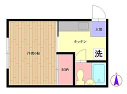 アサダハイツ 2階1Kの間取り