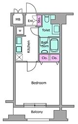 ピアネッタ汐留 12階1Kの間取り