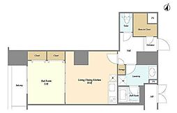 グランハイツ高田馬場 1LDKの間取図画像