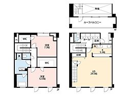 JR山手線 目黒駅 徒歩13分の賃貸マンション 3階2LDKの間取り