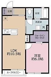 ぷれじーるイソガイ3 1LDKの間取図画像
